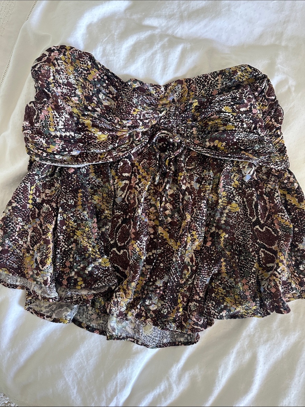 Free People Brown & Multicolor Strapless Mini Skirt